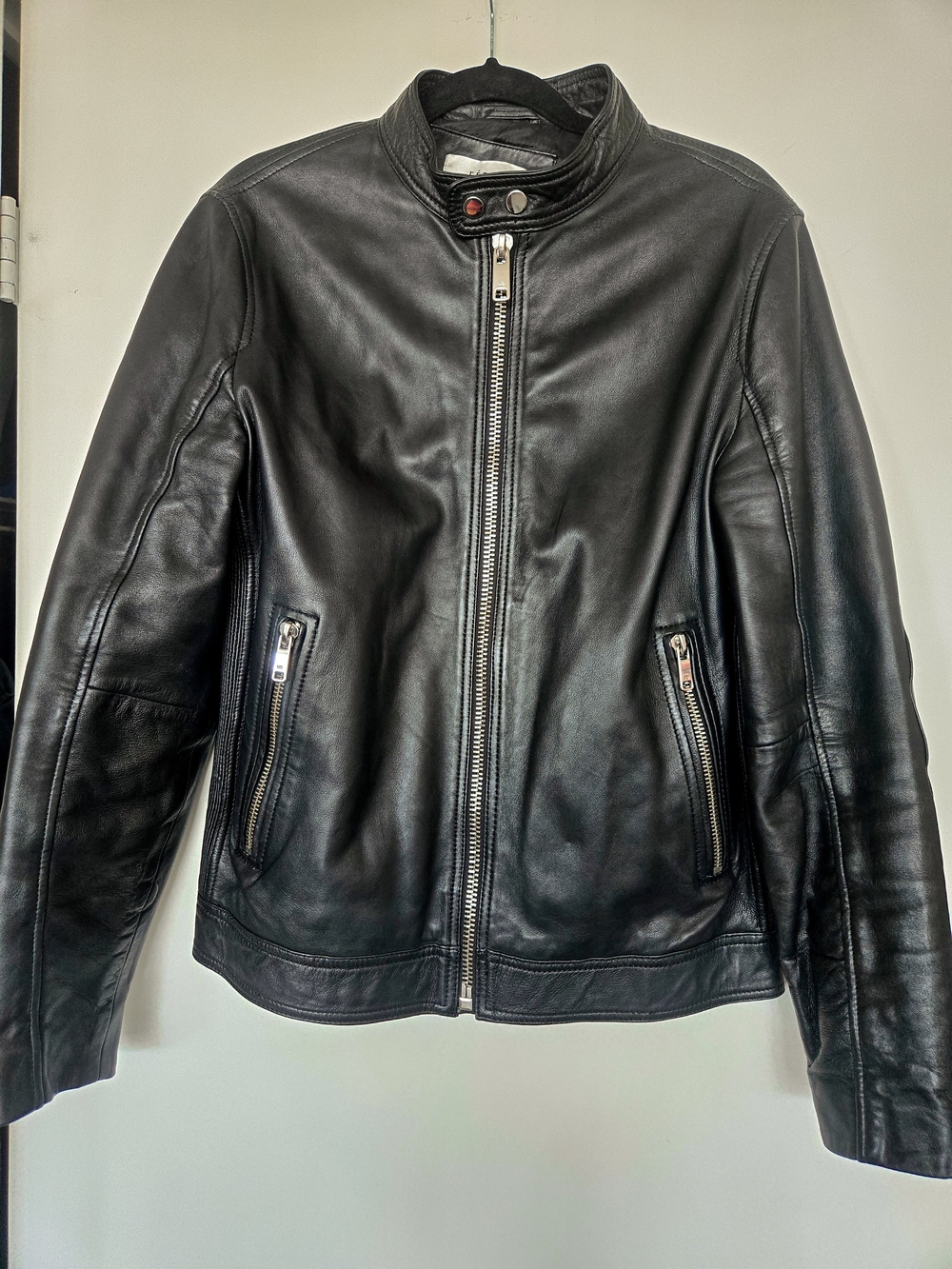 ​Féraud Paris Mens Black Genuine Leather Cafe Racer Jacket